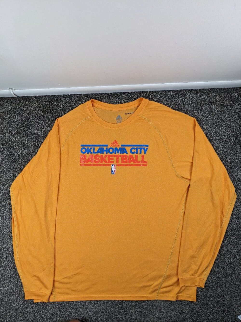 Oklahoma City Thunder Shooting Shirt Adidas Warm Up Long Sleeve Raglan Mens XL